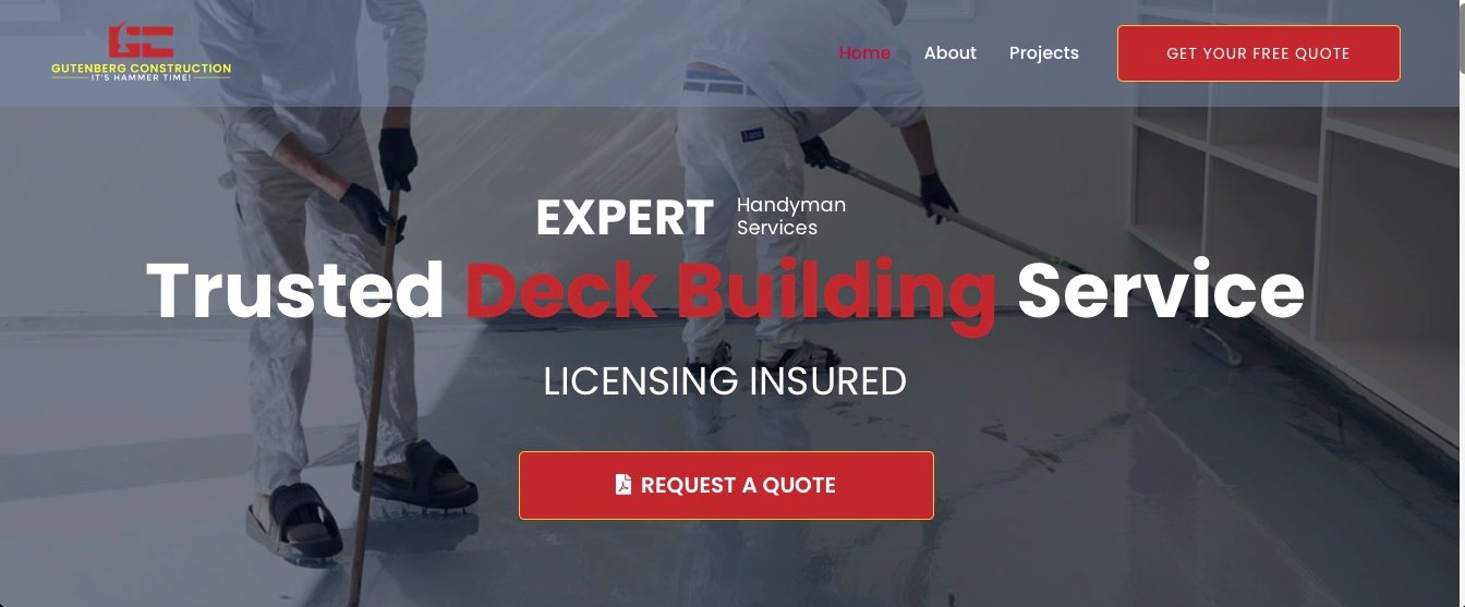 Gutenberg Construction website screenshot