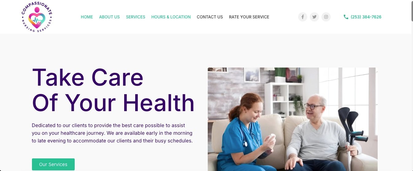Compassionate Nursing Services website screenshot
