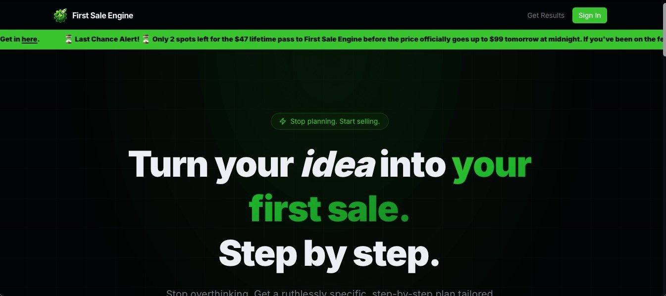 First Sale Engine website screenshot