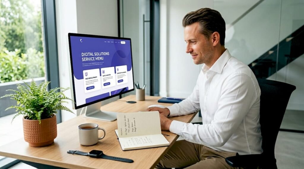 Business owner browsing service menu page