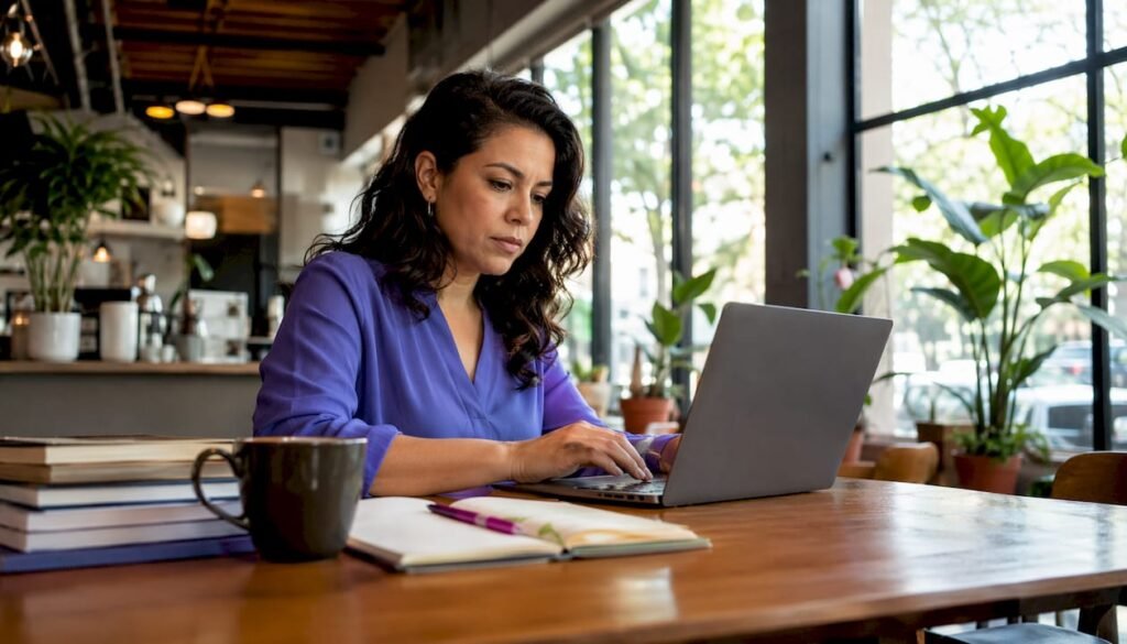 Small business owner setting up online booking