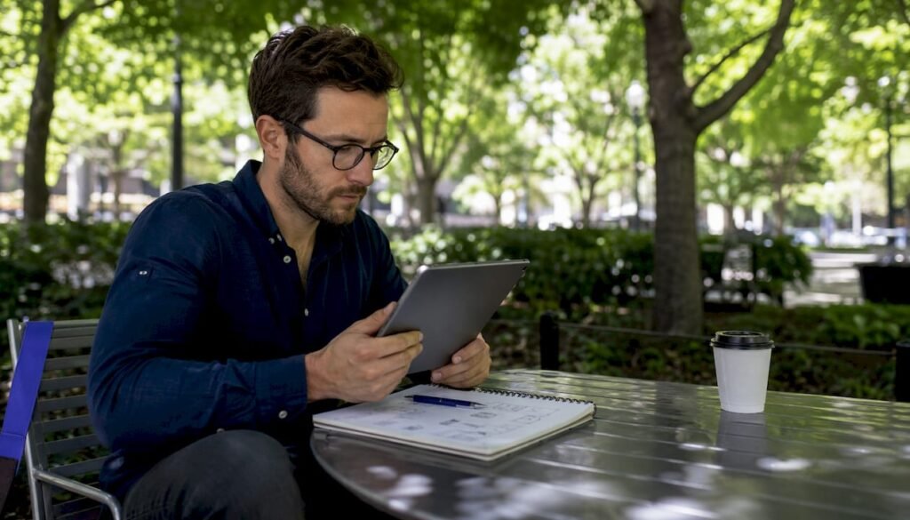 Web designer reviewing plumber homepage design